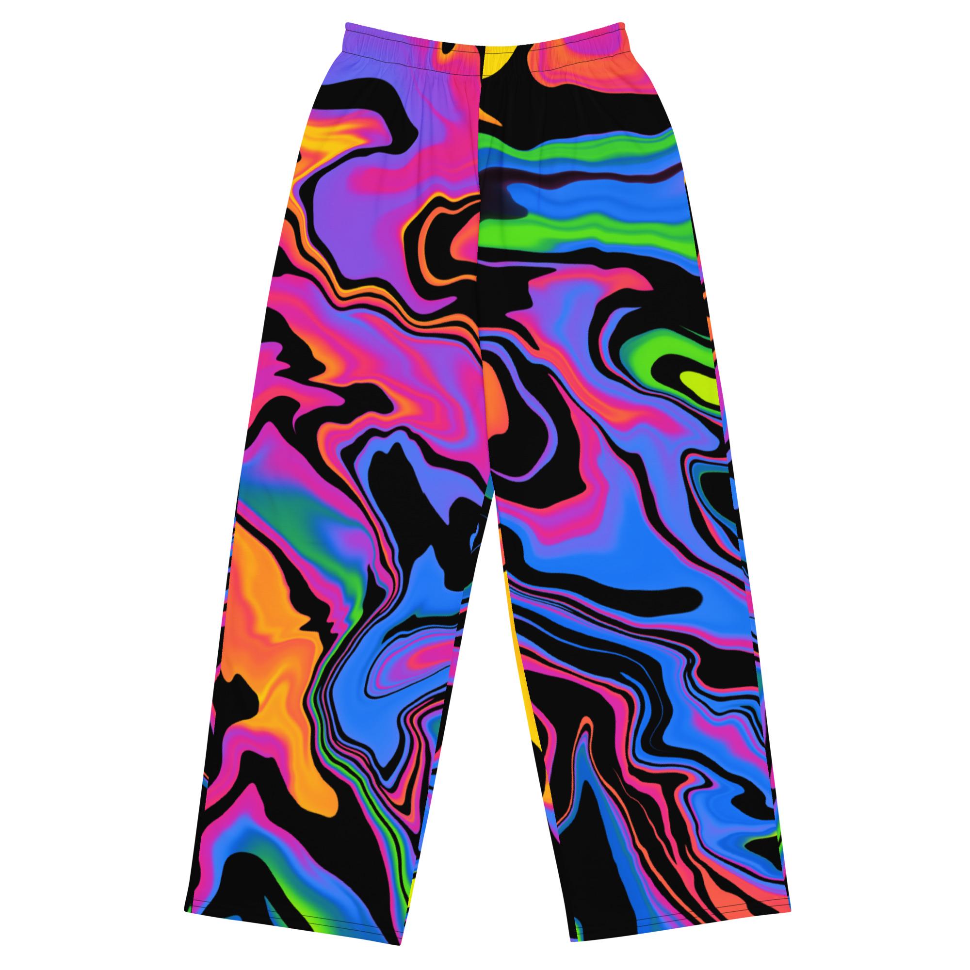 Fat Pants Rave Dark Rainbow Unisex Wide-leg Pants | Rave Pants Edm Festival Outfit ...