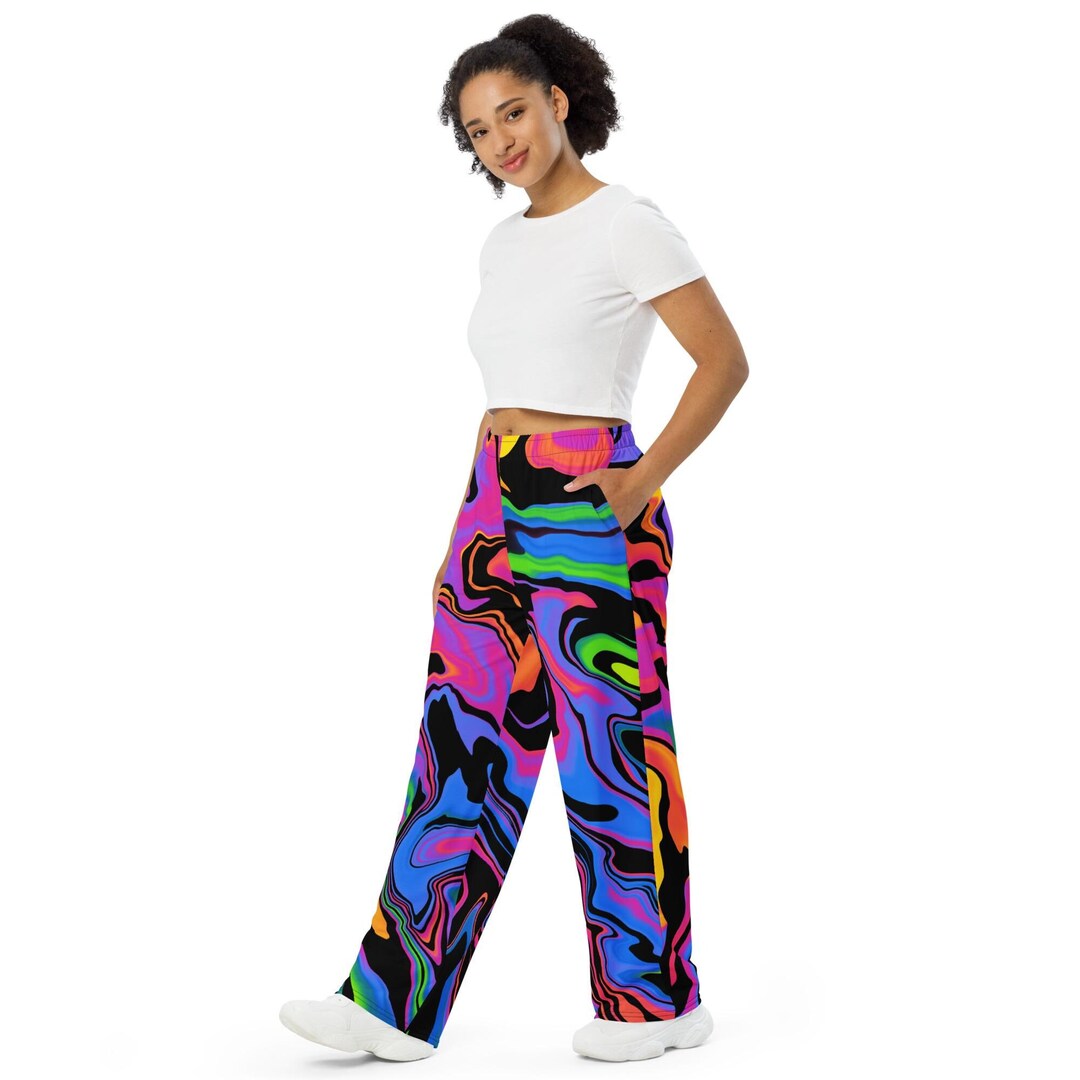Dark Rainbow Unisex Wide-leg Pants | Rave Pants Edm Festival Outfit ...