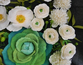 Ranuncolo - Fiore di carta - Modelli - Video tutorial - Download immediato - Fai da te - SVG - Silhouette - Scan&Cut - Fiori 3D - Matrimonio - Decorazione