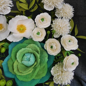 Ranonkel - papieren bloem - sjablonen - videotutorial - direct downloaden - DIY - SVG - silhouet - Scan&Cut - 3D-bloemen - bruiloft - decor