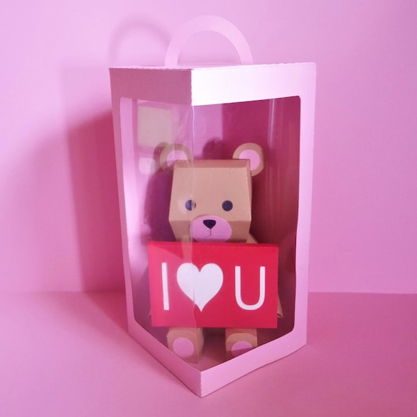 Teddy Bear Gift + Display Box - Modèles - DIY - Téléchargement instantané - Tutoriel vidéo - SVG - Cricut - Silhouette - Anniversaire - Vacances