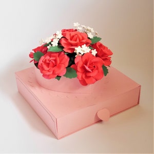 Bella Flower Box - Fiori di carta - Scatola 3D - Modelli - Video tutorial - Download immediato - San Valentino - Compleanno - Festa della mamma - Fai da te