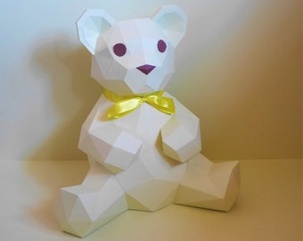 Low Poly Teddy Bear - Templates - Instant Download - Video Tutorial - SVG - Studio - Scan&Cut - Cricut - DIY - Baby Shower - Birthday