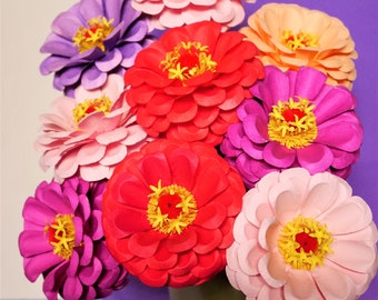 Zinnia - Elegance - California Giant - Paper Flower - Template - Video tutorial - SVG - Scan&Cut - Silhouette - 3D Crafts - 3D Flowers