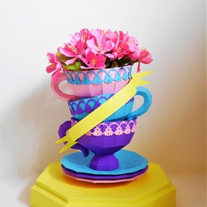 Collection de tasses Tea Time - fleurs de cerisier - plate-forme - modèles - téléchargement immédiat - bricolage - tutoriel vidéo - Cricut - silhouette - S&C