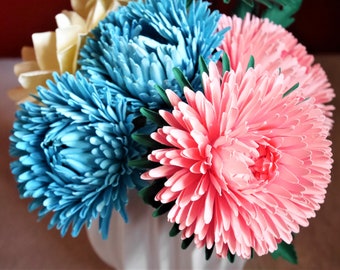 China Aster - Easy - Paper Flower - Templates - Instant Download - SVG - Silhouette - Scan&Cut - Video Tutorial - Paper Bouquet