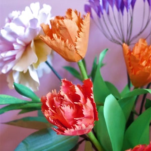 Tulipe à double franges Fleur de papier Modèles Livraison numérique Tutoriel vidéo SVG Silhouette Scan&Cut Paper Crafts Fleur 3D image 4