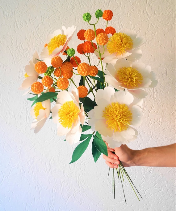 Yasmine Mei Bouquet Paper Flowers Claire De Lune Peony Etsy