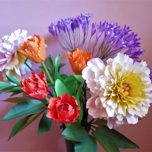 Tulipe à double franges Fleur de papier Modèles Livraison numérique Tutoriel vidéo SVG Silhouette Scan&Cut Paper Crafts Fleur 3D image 10