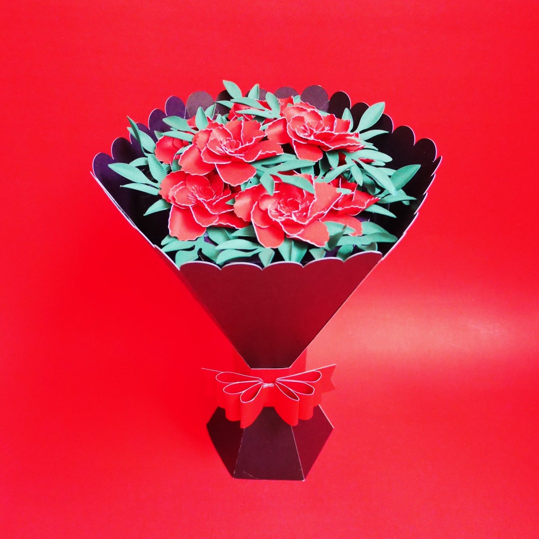 Bouquet Gift Box With Flowers Templates Video Tutorial Instant Download SVG Silhouette Scan&cut