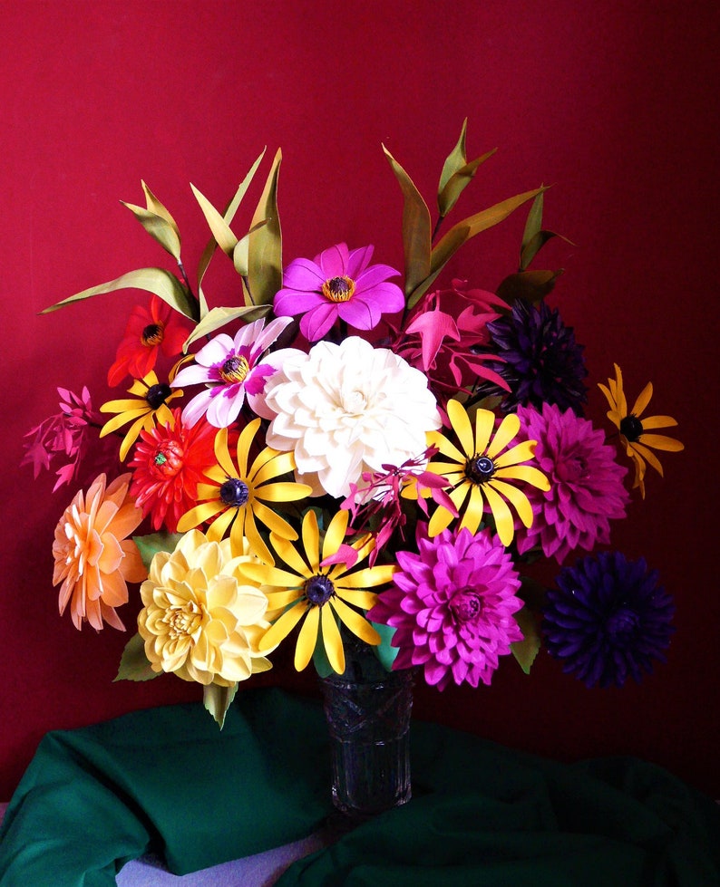 Horae Bouquet Paper Flowers Templates Instant Download Video Tutorial SVG Cameo Cricut Brother Paper Bouquet DIY image 2