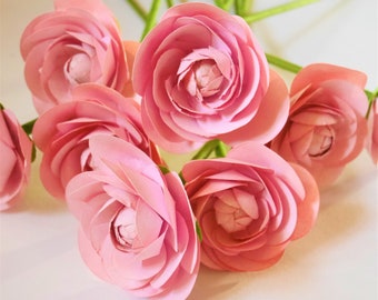 Easy Ranunculus - Flower Templates - Paper Flower - Video Tutorial - Instant Download - SVG - Studio - Scan&Cut - Paper Bouquet - DIY