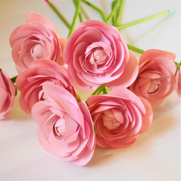 Easy Ranunculus - Flower Templates - Paper Flower - Video Tutorial - Instant Download - SVG - Studio - Scan&Cut - Paper Bouquet - DIY