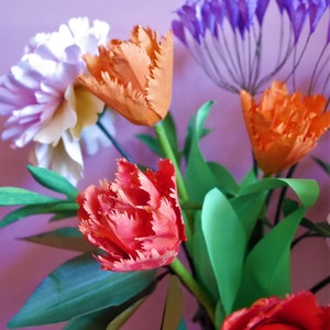 Tulipe à double franges Fleur de papier Modèles Livraison numérique Tutoriel vidéo SVG Silhouette Scan&Cut Paper Crafts Fleur 3D image 9