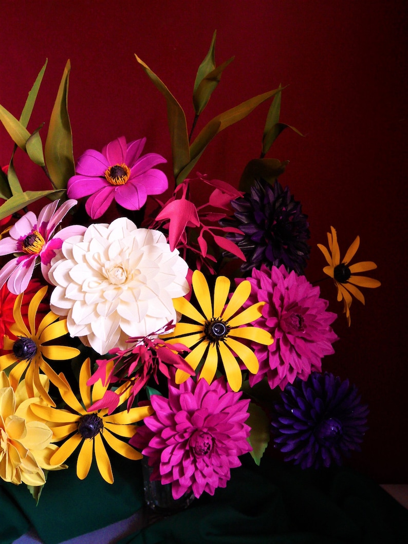 Horae Bouquet Paper Flowers Templates Instant Download Video Tutorial SVG Cameo Cricut Brother Paper Bouquet DIY image 3
