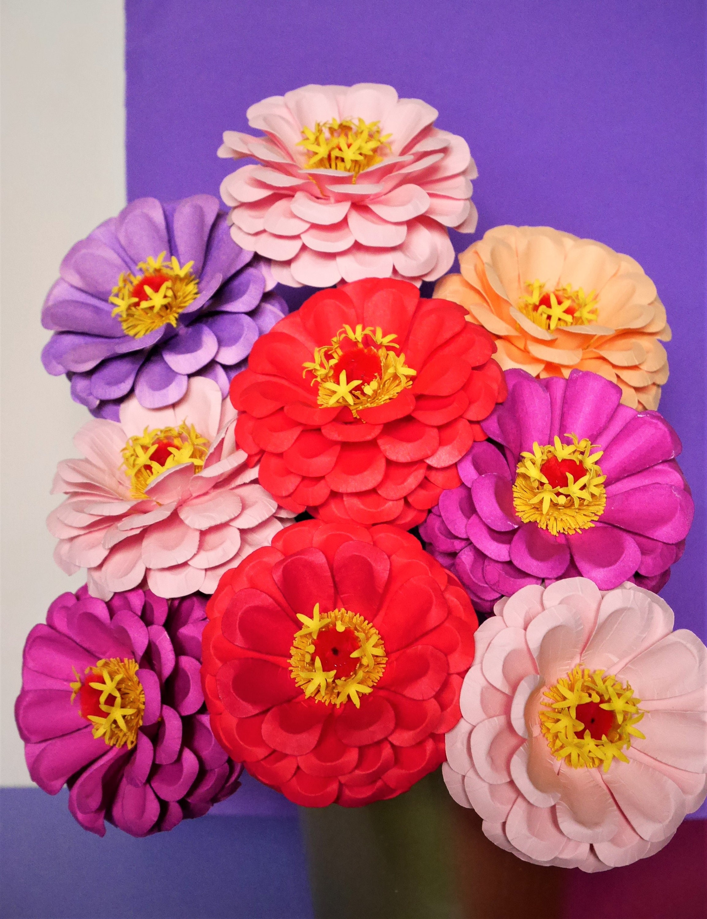 Zinnia Elegance California Giant Paper Flower Template Etsy