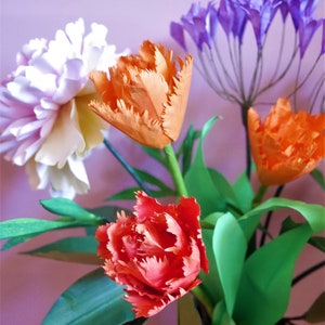 Tulipe à double franges Fleur de papier Modèles Livraison numérique Tutoriel vidéo SVG Silhouette Scan&Cut Paper Crafts Fleur 3D image 6