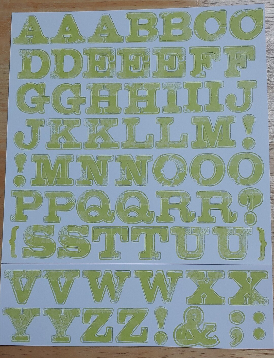 Letter Punch Outs Alphabets Scrapbook Alphabets Light Green Etsy