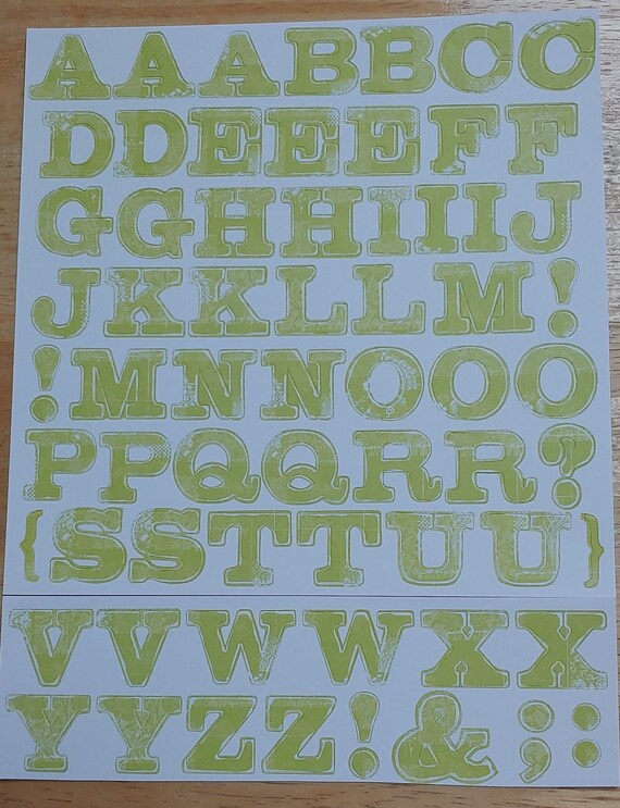 Letter Punch Outs Alphabets Scrapbook Alphabets Light Green Etsy