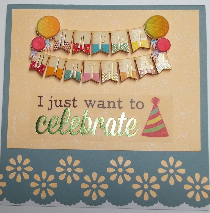 Set of 6 Birthday Cards; Blue with yellow flowers birthday cards; Happy Birthday card; assorted sentiments; Handmade greeting card set;
