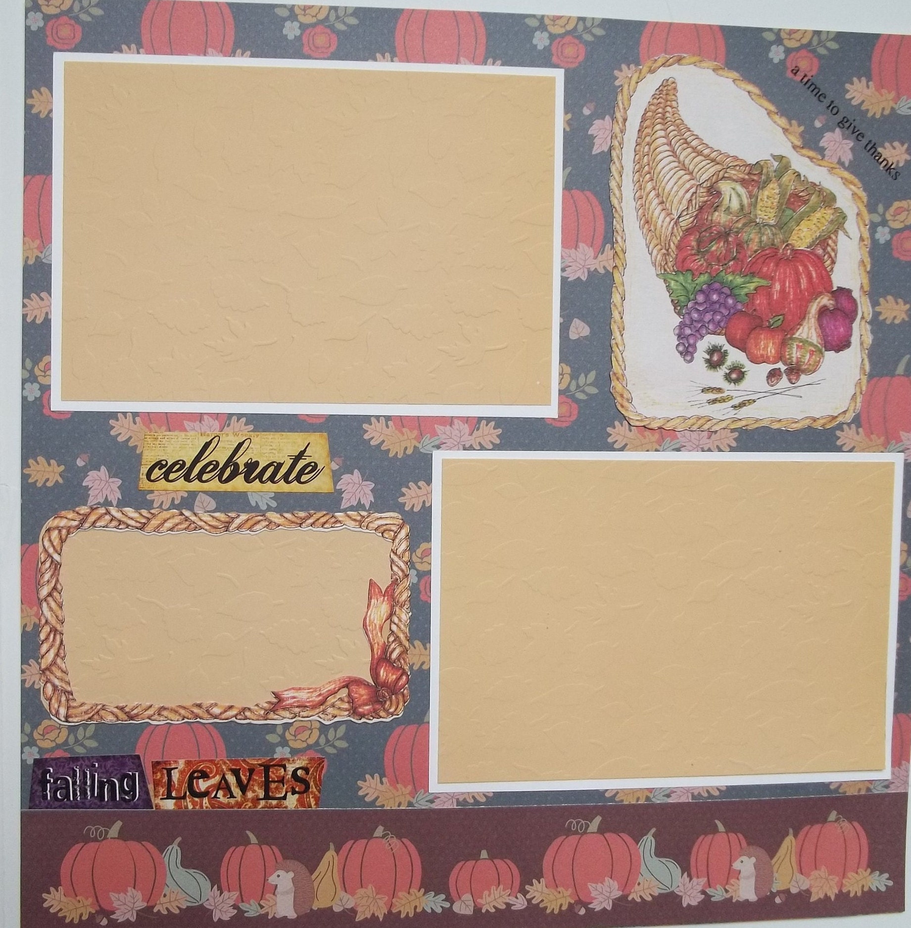 Fall Scrapbook 2 Page Layouts; Fall Harvest; 12x12 Two Page Layout ...