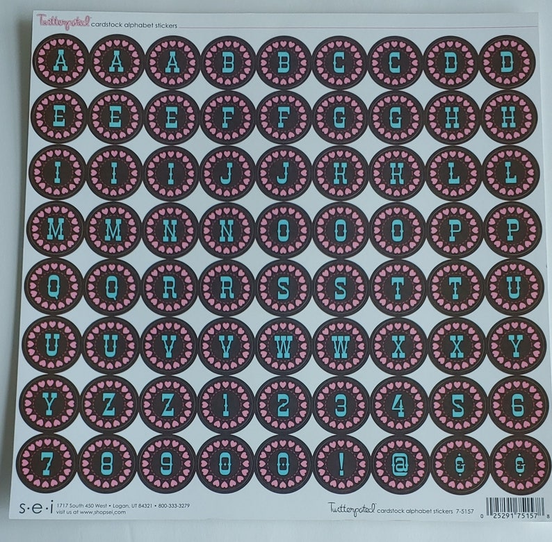 Cardstock Alphabet Stickers Circle of Hearts Alphabets Etsy