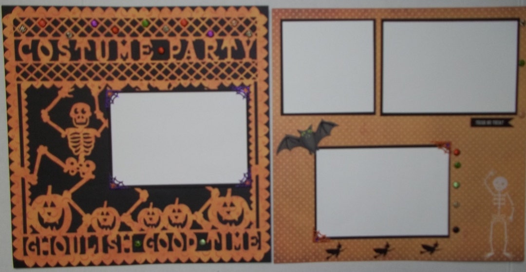 Halloween Premade Scrapbook Page; 12x12 Page Layout; Two Page Layout ...