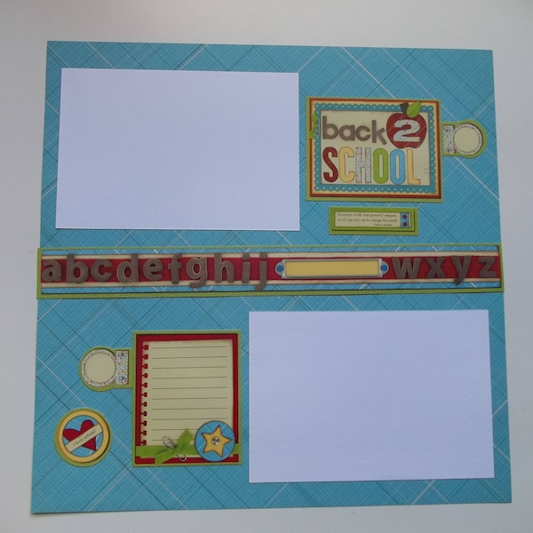 School pages; school themed 12x12 page; premade 12x12 pages; ABC page; two page 12x12 layout; 12x12 ABC page;