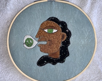 Peace Face Quilt Hoop Wall Art