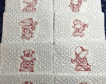 Set #7 machine embroidery Summer outline mug rug 6x8 set of 10 in multi format vp3 pes jef dst hus stitches quickly summer time theme