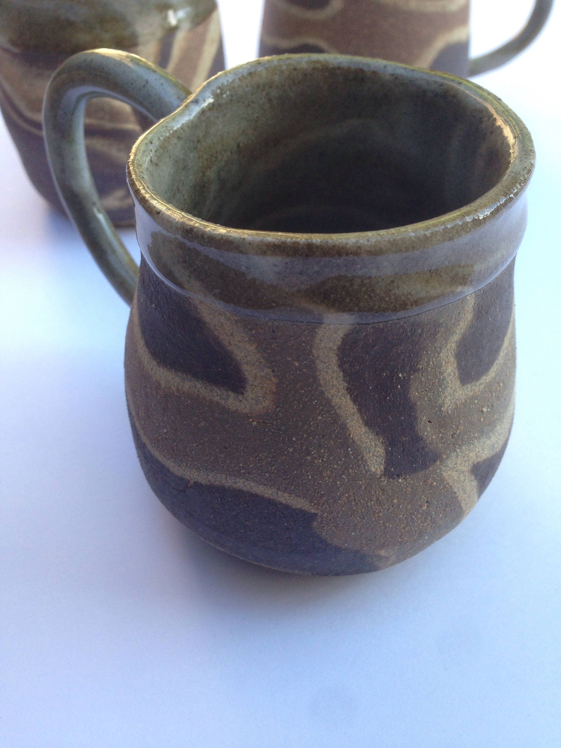 Unglazed clay mug Swirled ceramic mug Etsy