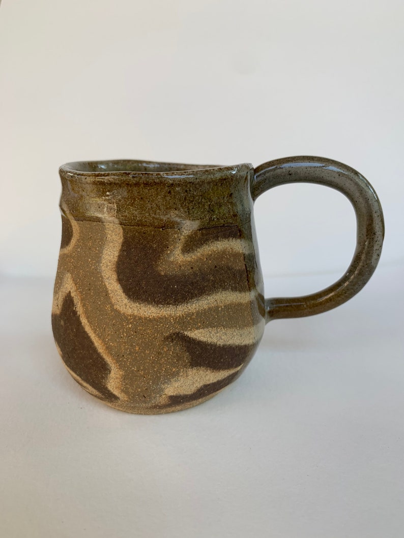 Unglazed clay mug Swirled ceramic mug marbled ceramic mug Etsy