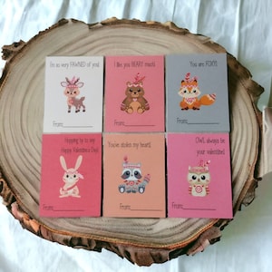 Kids Classroom Valentines cards, Click here to get your woodland animals class valentines today!