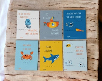 Kids Classroom Valentines cards, Click here to get your ocean animal class valentines today!