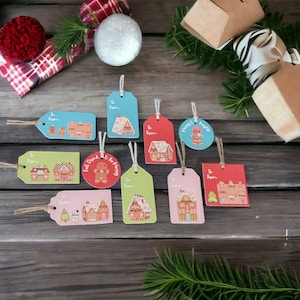 Etichette regalo di Natale fatte a mano - Ideali per confezioni regalo festive, completamente assemblate e pronte per la spedizione