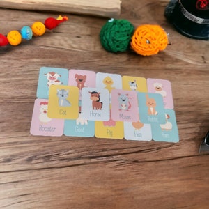 Set di 14 flashcard per animali da fattoria, curriculum prescolare completamente assemblato, strumenti di apprendimento sull'autismo per la scuola domiciliare e la logopedia