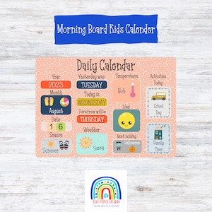 Calendario per bambini della Morning Board, clicca qui per ottenere il calendario Montessori COMPLETAMENTE ASSEMBLATO per i giorni della settimana Circle Time Board.