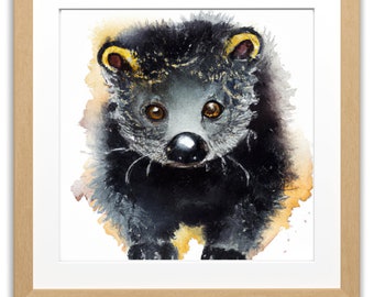 Binturong akvarelltryck: AI digital konst (digital nedladdning)