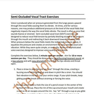 Semi Occluded Vocal Tract Exercises Handout