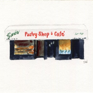 3x4&quot; - Gino&#39;s Pastry Shop and Cafe - Original Watercolor painting