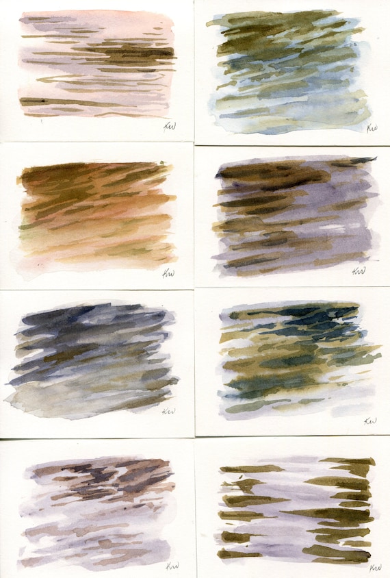 Instant Collection - 8 Individual Water Reflection Paintings - Original Watercolor Paintings