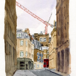 4x6" - Carter Lane, Londres - Pintura de acuarela original