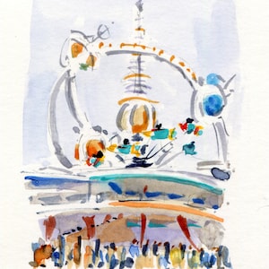 3x4&quot; - Tomorrowland Daytime - Original Aquarell Malerei
