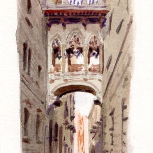 2x4&quot; - El Pont del Bisbe - Original Watercolor painting