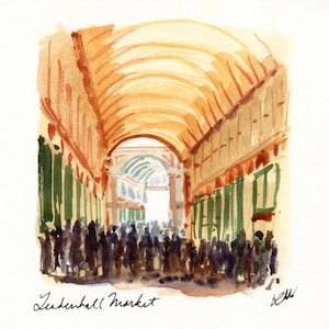 4x4&quot; - Leadenhall Market - Original Watercolor painting