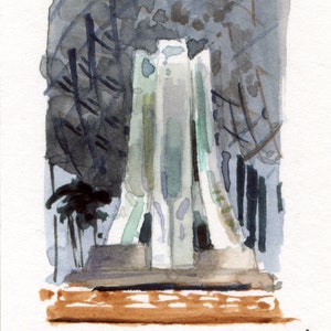 2x3&quot;- Epcot Eingangs Skulptur - Original Aquarell Malerei