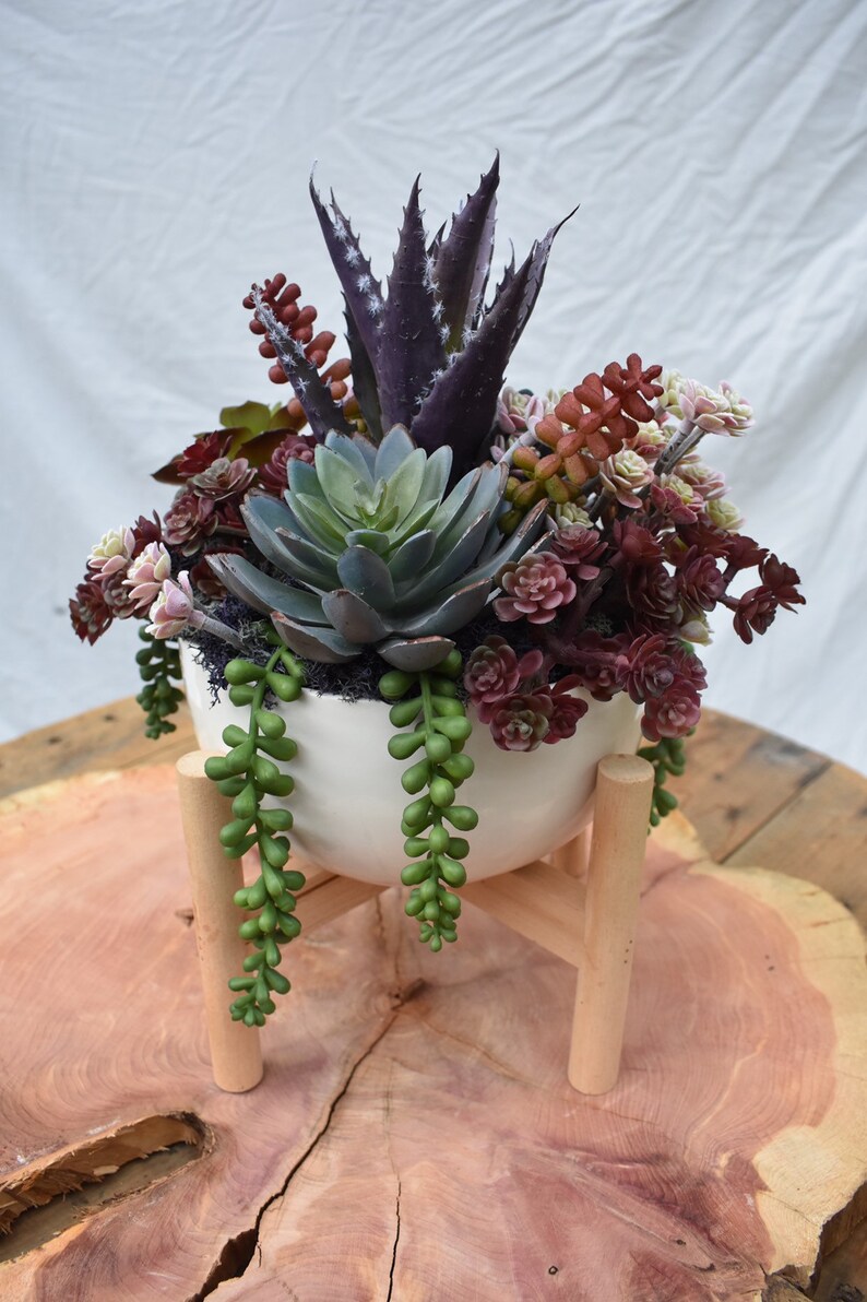Faux Succulent Arrangement Artificial Modern Vase Etsy