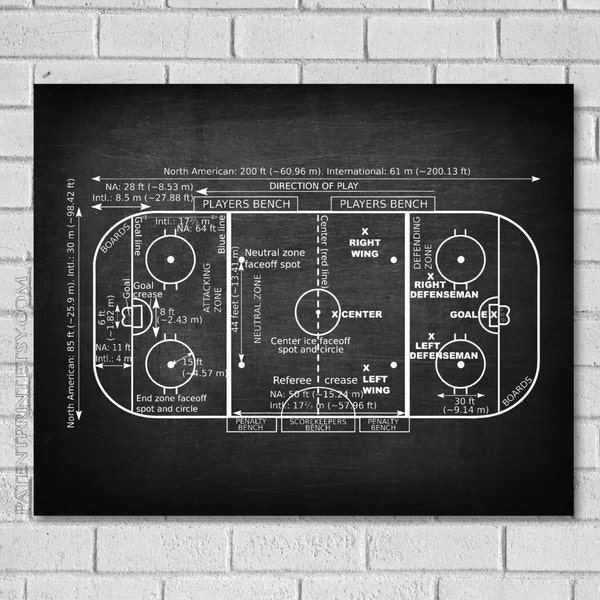 Hockey Gift - Ice Hockey Rink Patent Print - Hockey Decor - Ice Hockey Rink - Ice Hockey Patent - Hockey Art - Ice Hockey - Hockey SH000