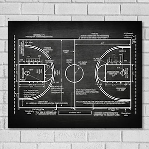 Basketball Coach Gift Basketball Court Basketball Poster Basketball Blueprint Basketball Patent Print Basketball Wall Art SB289 image 1