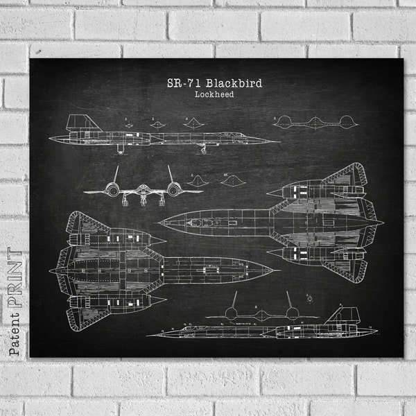 SR 71 Blackbird Airplane Decor - Aircraft Patent - Plane Art - Blackbird Decor - Airplane Poster - Aviation Decor - Aviation Decor VASR71